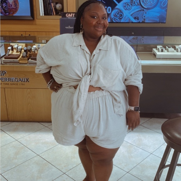 River Island Pants - River Island Khaki Linen Shorts